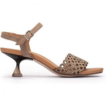 Sandalias de tacón de mujer Pedro Miralles en color camel