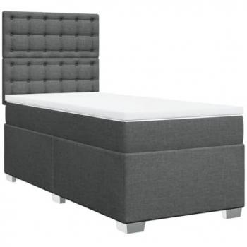 Cama box spring con colchón tela gris oscuro 80x200 cm
