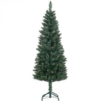 HOMCOM Árbol de Navidad Estrecho Tipo Lápiz 210 cm con Base Plegable y 687 Ramas para Dormitorio Oficina