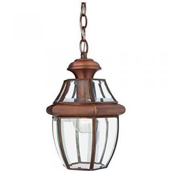 Farol de jardín Newbury - diámetro 20,3 cm, farol ligero de cadena mediana, acabado en cobre envejecido, casquillo E27