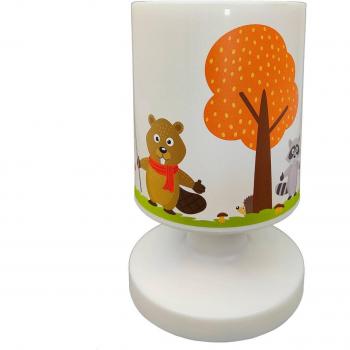 Lámpara de mesa LED recargable con batería Animales del bosque, USB, IP44