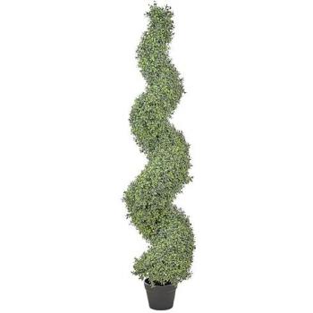 Planta Artificial en Maceta Negra Buxus Espiral 158 cm para Uso Interior y Exterior con Hojas de Plástico y Estructura de Metal