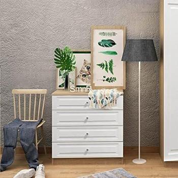 Homemania Cómoda Lucca con Cajones, Aglomerado Melamínico, MDF, Porcelana, Roble, Blanco, 80 x 49 x 90 cm