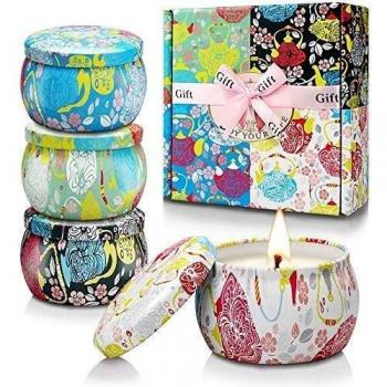 YINUO LIGHT Velas Perfumadas de Regalo, Regalos Originales para Mujer, 100% de Cera de Soja Velas Perfumadas de Lata de Viaje para Aliviar el Estrés, Cumpleaños, Día de San Valentín, Día de La Madre