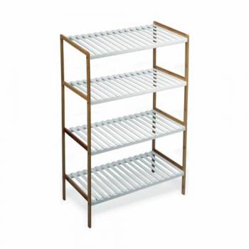Estantería Multiusos de Bambú Blanca 3/4 Niveles 70x35x76.2/100 cm