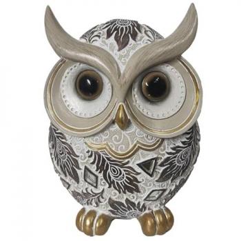 Figura de Búho Gris en Resina Alta Calidad 16x12x8cm - Decoración Home Decor ORIGEN