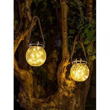 Pack 2 Colgantes Solares de Cristal BEL AIR HOME - Luz LED Cálida 3000K - Sensor de Luz Automático - IP65 - Iluminación Exterior para Jardín, Porche y Pérgola
