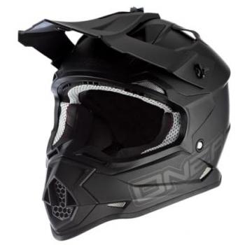 O'Neal Casco de Cross 2SRS FLAT V.23 Negro - Casco de motocross, carcasa ABS, norma de seguridad ECE 22.06, aberturas de ventilación para una óptima refriger
