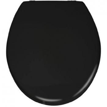WENKO Tapa de WC Prima negro opaco - adecuado para cisternas, sujeción de acero inox, MDF, 37 x 41 cm, Negro