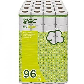 Gcecologic+ Papel higiénico doméstico, de celulosa reciclada: 96 rollos de 14 m. c/u; 1344 metros totales de papel de baño