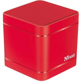 Trust Urban Kubo - Altavoz inalámbrico con Bluetooth y reproductor MP3 integrado para smartphones y tabletas, color rojo