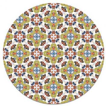 Alfombra Vinílica Redonda Baldosín Estilo Oriental Original 190x190 cm - Antideslizante e Ignífuga para Cocina y Salón