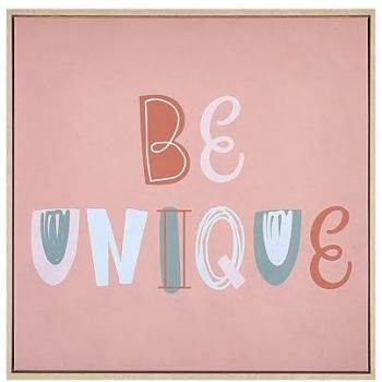 Lienzo Cuadro de Pared Moderno Rosa 63 x 63 cm con Marco MDF y Motivo de Texto Cuadrado Taurisano