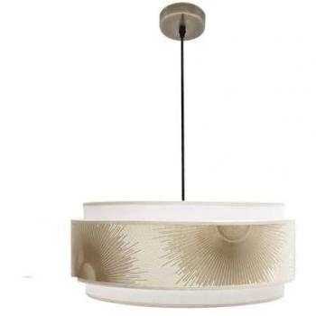 Colgante Nepal Triple E27 Cuero Blanco Dorado 50x50 cm