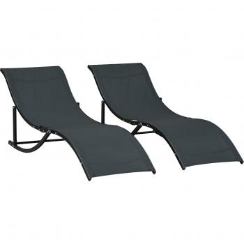 Outsunny 2 Tumbonas Plegables en Forma de S Ergonómica con Marco de Aluminio Textilene