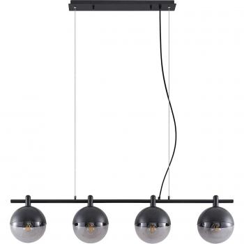 Lámpara colgante Lucande Dustian, 4 luces, diseño en negro, hecha de vidrio, para salón y comedor, con casquillos E27