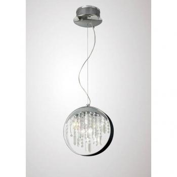 Geo Lámpara Colgante 7 Bombillas G4 con Pantalla Negra, Cromo Pulido y Cristal, No Compatible con LED/CFL