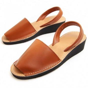Sandalia de Piel Marrón para Mujer Purapiel Ibisc24 Talla 37