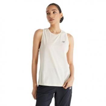 New Balance Camiseta Sin Mangas Sport Essentials Heathertech para mujer WT41104 blanco roto (M), Deportivo, Multideporte, Sin mangas / Tirantes, Poliéster