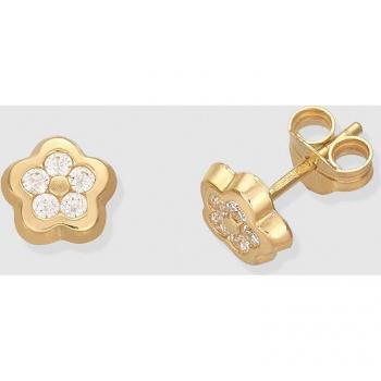 Pendientes de diseño exclusivo con flor de oro y circonitas, joya elegante y sofisticada