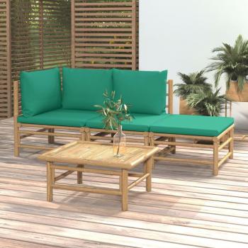 Conjunto de jardín 2 Sofás + 1 Mesa + 1 Reposapiés Bambú