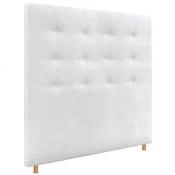 Cabecero Capitoné hasta el Suelo 145x120cm tapizado en Tela y Polipiel ACUALINE Blanco para Cama Dormitorio