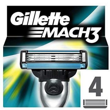 Gillette Mach3 Recambios de Cuchillas de Afeitar, Pack de 4 Unidades