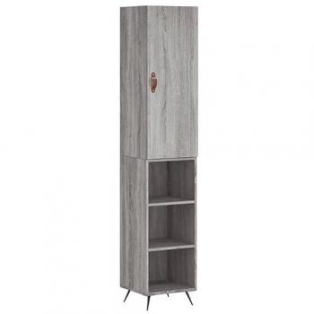 Aparador alto Sonoma gris 34,5x34x180 cm madera contrachapada