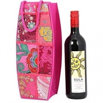 Elegante Rosa Titular de la botella de vino Patch Work Cartón Papel Floral 00428