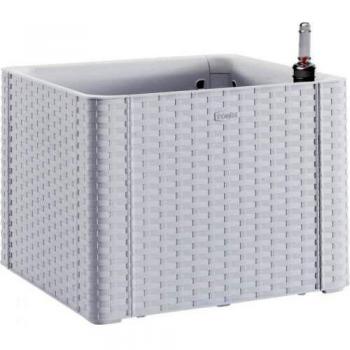 Jardinera Cuadrada Natural Deluxe Blanca 43x43x33 cm con Reserva de Agua