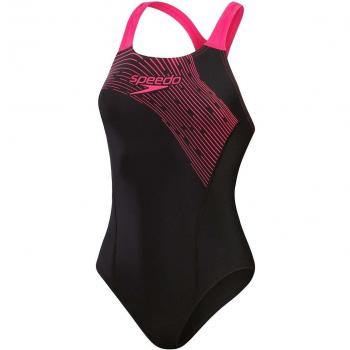 Bañador Speedo Medley Logo One Piece negro rosa mujer