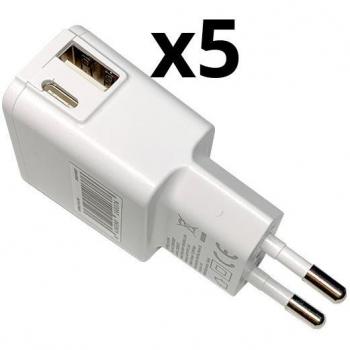 Cargador de Pared Nortess Kit 5 Unidades USB 1 Puerto USB A + Puerto USB-C Color Blanco