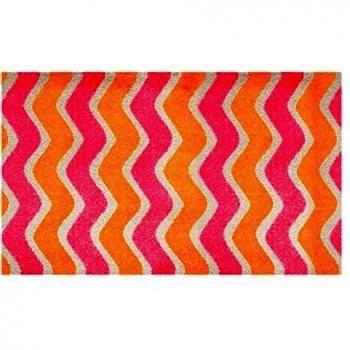 SLV Alfombrilla Lifestyle 200038 Zick Zack, Felpudo Antideslizante y Lavable, Ideal para la Entrada, el Armario o la Cocina, 67 x 110 cm, Naranja/Rosa