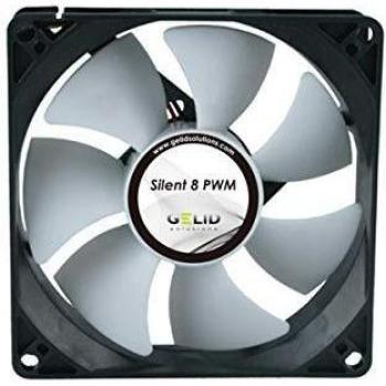 GELID SOLUTIONS Silent 8 PWM - Ventilador de 4 Pines de 80mm con tecnología PWM. Operación silenciosa. Aspas del Ventilador optimizadas.