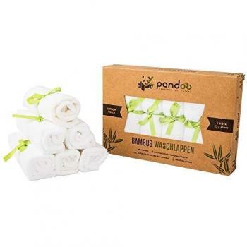 pandoo wash pañales 100% de bambú para bebés - peluche suave, sin colorantes, hipoalergénico y antibacteriano para la piel del bebé sensible - 25x25cm blanco - 6 piezas