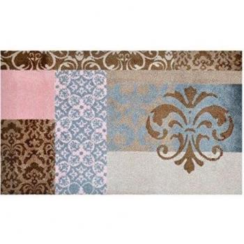 Alfombrilla LifeStyle 101083 Barroco, felpudo antideslizante y lavable, ideal para la entrada, el armario o la cocina, 67 x 110 cm, marrón / rosa