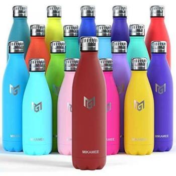 MIKAMEE Botella de Agua Acero Inoxidable 350/500/650/750ml | Aislamiento de Vacío de Doble Pared airBottle | sin bpa Botella termica | Mantiene 24h frías/12h Calientes | para Niños, Deporte, Oficina