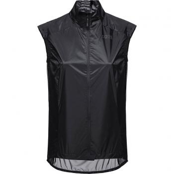 Chaleco Gore® Wear Ambient Negro Mujer Femenino con diseño ligero, transpirable, resistente al viento y al agua, ideal para actividades al aire libre y ciclismo, con detalles reflectantes para mayor visibilidad
