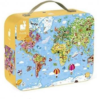 Janod - Puzle Infantil Gigante Mundo de 300 Piezas - Juego Educativo - Desarrolla la Motricidad Fina y la Concentración - A partir de 7 Años, J02656