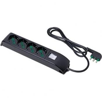 Multipresa Fanton Fido 4 Salidas Bipolares Schuko con Interruptor, Negra 1.5m