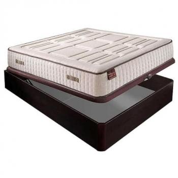 Colchón HR Cotton Visco Extra Firme 27 cm Transpirable + Canapé Abatible Madera 3D Altura 34 cm - Wengue - 90x190 cm
