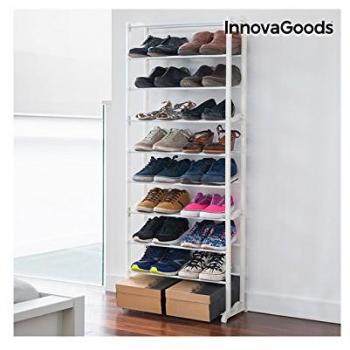 InnovaGoods Zapatero con Capacidad para 30 Pares, Acrílico, Blanco, 50x135x25 cm, 6 Unidades
