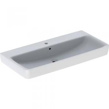 Lavabo sobre encimera Geberit Renova Plan 100x48 cm, 1 agujero para grifo, con rebosadero, color blanco mate