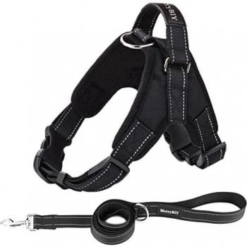 MerryBIY Arnés Perro con Correa, Perros Pecho de Arnés Mascotas Reflectante Acolchado Dog Vest Harness Ajustable Arnes Seguridad Chaleco Cabestro para Ejercicio de Caminar Formación Corriendo