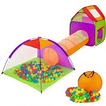 TecTake Tienda infantil en forma de iglú con túnel + 200 bolas + bolsa - carpa de campaña para niños - disponible en diferentes colores -