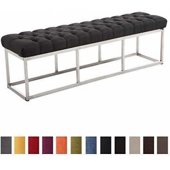 CLP Banco con patas de metal y asiento en tela gris oscuro 150 cm