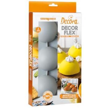 Molde de Silicona Antiaderente para Semiesferas 5 Cavidades Ø80mm Decora