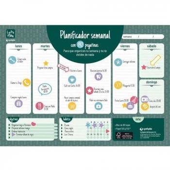 Planificador Semanal Grafoplas A3 con Pegatinas Castellano Verde