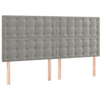 Cabecero con luces LED terciopelo gris claro 160x5x118/128 cm