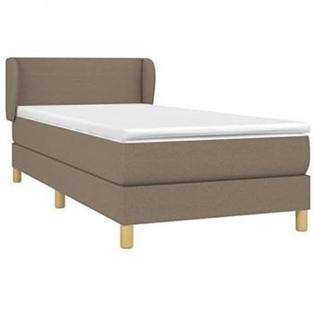 Cama Box Spring con Colchón Tapizado de Tela Gris Taupe 90x190 cm